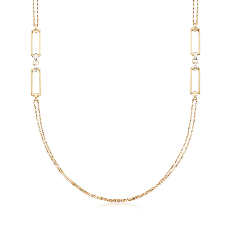 Roberto Coin &quot;Parisienne&quot; .55 ct. t.w. Diamond Double Chain Necklace in 18kt Yellow Gold image number 1