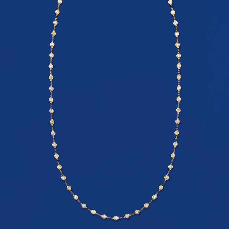 5.00 ct. t.w. Bezel-Set Diamond Station Necklace in 14kt Yellow Gold image number 2