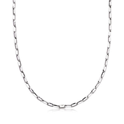 Rhodium-Plated Paper Clip Link Necklace