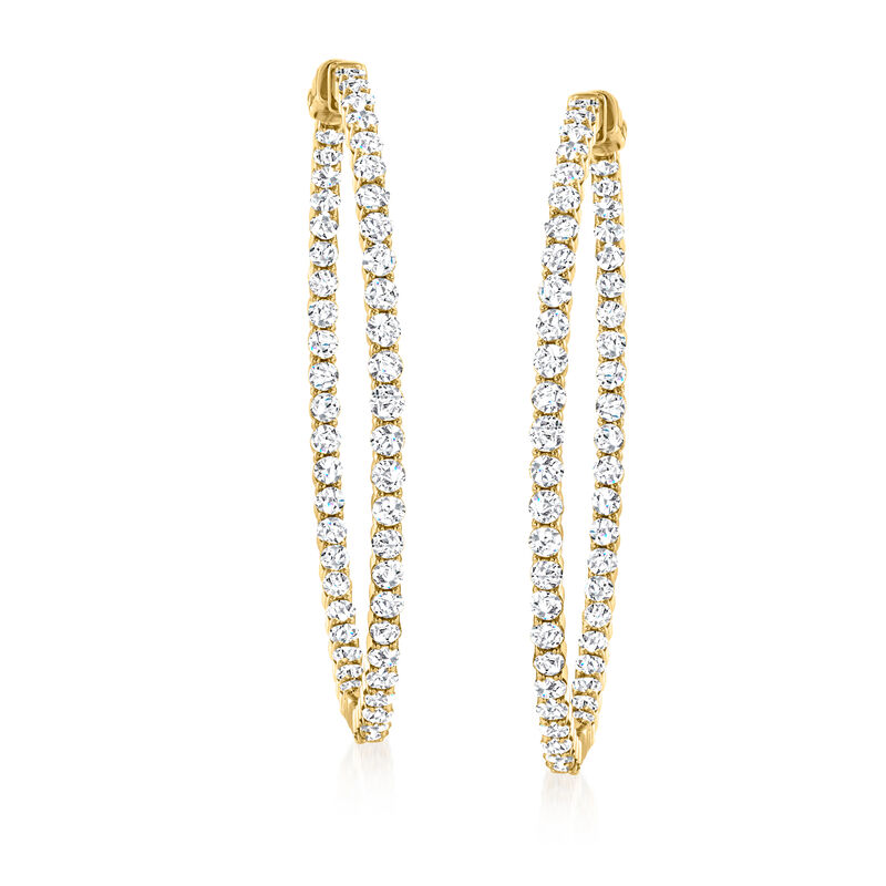 6.50 ct. t.w. Diamond Inside-Outside Hoop Earrings in 14kt Yellow Gold image number 2