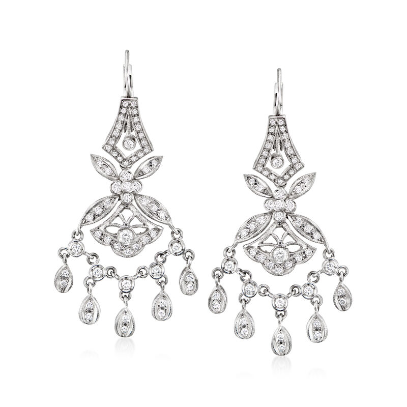C. 1990 Vintage 2.00 ct. t.w. Diamond Chandelier Earrings in 18kt White Gold  image number 0