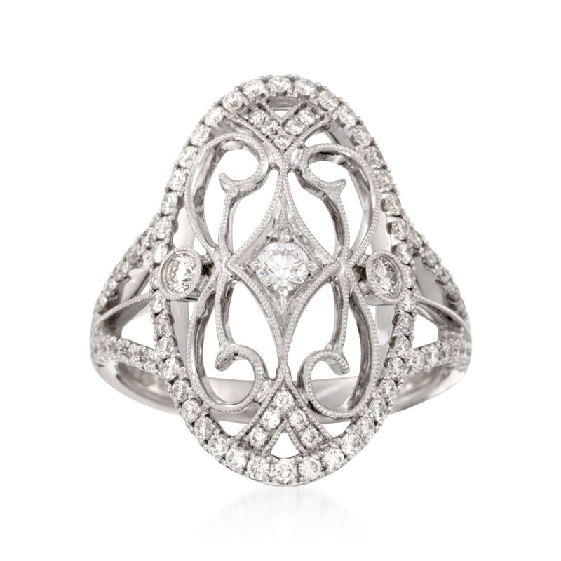 Simon G. .82 ct. t.w. Diamond Filigree-Style Ring in 18kt White Gold image number 0