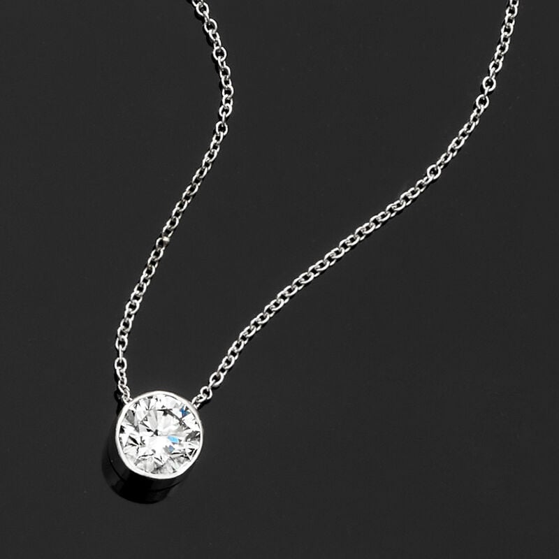 1.00 Carat Bezel-Set Lab-Grown Diamond Necklace in 14kt White Gold image number 3