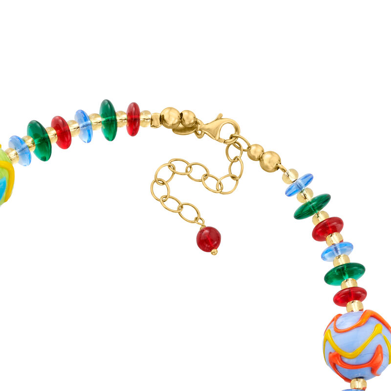 Italian Multicolored Murano Glass Bead Necklace with 18kt Gold Over Sterling image number 3
