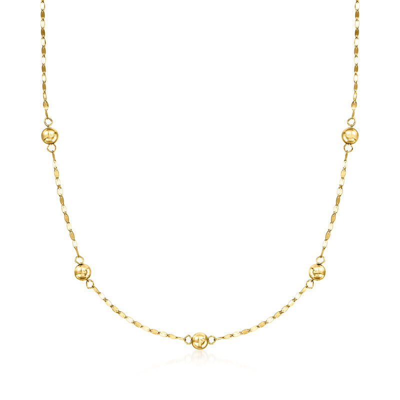 Italian 14kt Yellow Gold Bead Station Lumachina-Chain Necklace image number 0