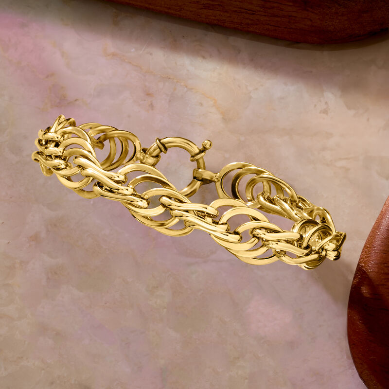 18kt Gold Over Sterling Multi-Oval Link Bracelet. 7&quot; image number 2