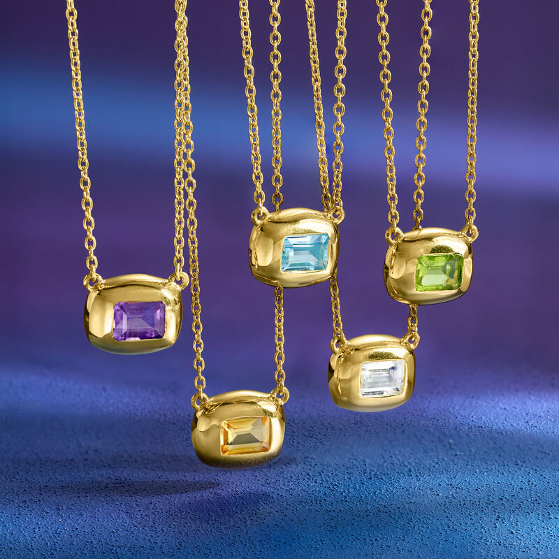 Framed Birthstone Necklace in 18kt Gold Over Sterling image number 2