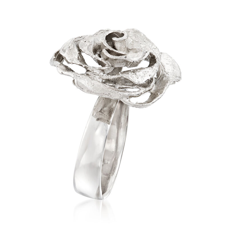 Italian Sterling Silver Rose Ring image number 2