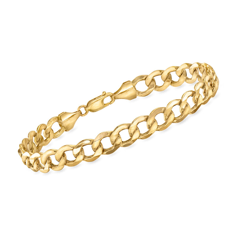 C. 2000 Vintage Men's 10kt Yellow Gold Curb-Link Bracelet. 9" image number 0