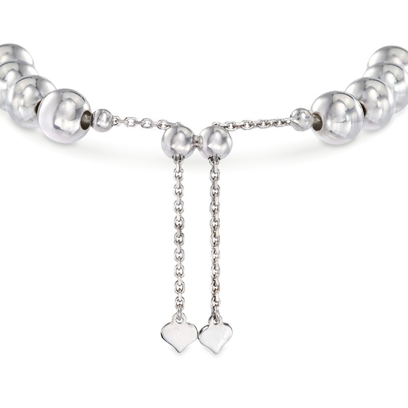 Sterling Silver Cross Charm and Bead Bolo Bracelet image number 2