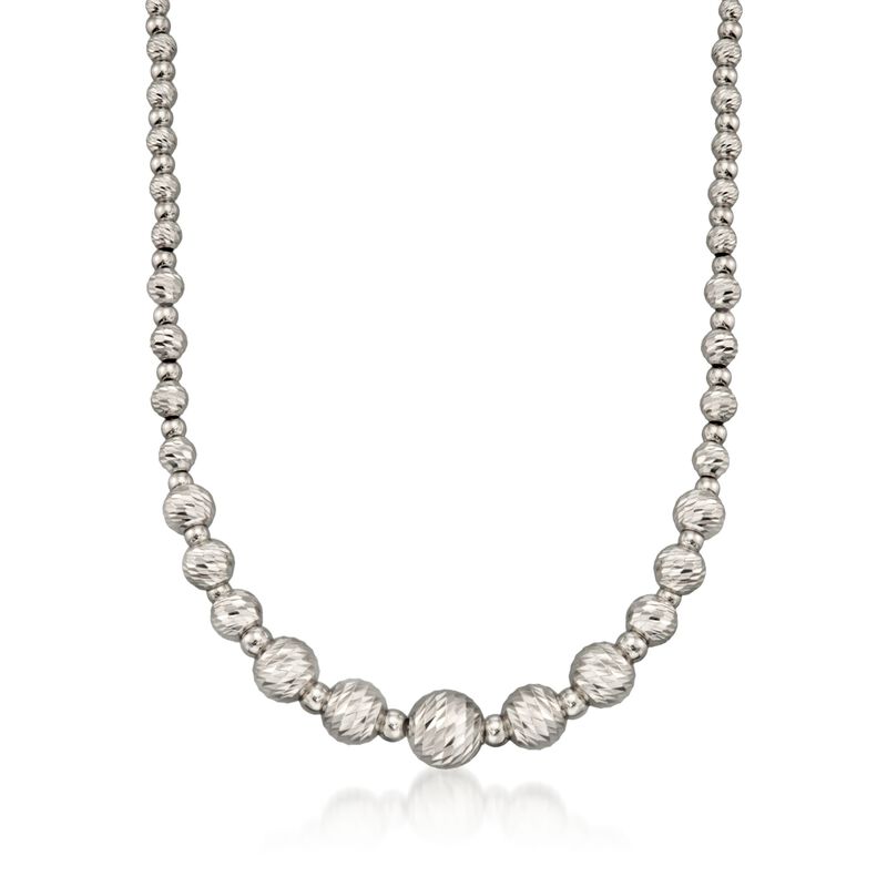 Italian Sterling Silver Diamond-Cut Bead Necklace image number 0