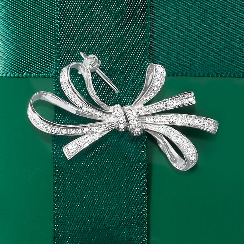 .10 ct. t.w. Diamond Ribbon Pin in Sterling Silver image number 2