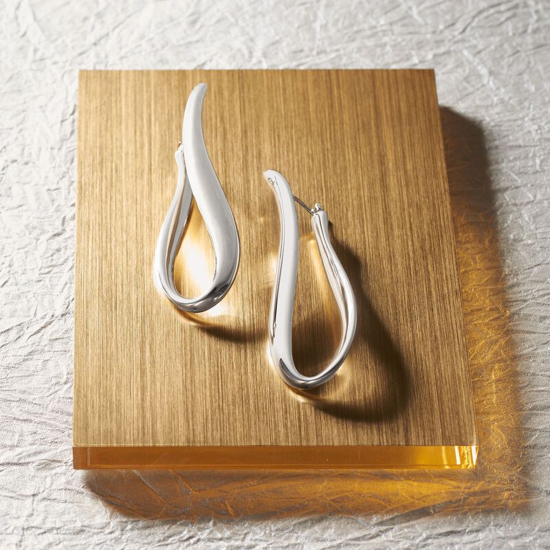 Italian Sterling Silver Twisted U-Shaped Hoop Earrings. 2&quot; image number 3