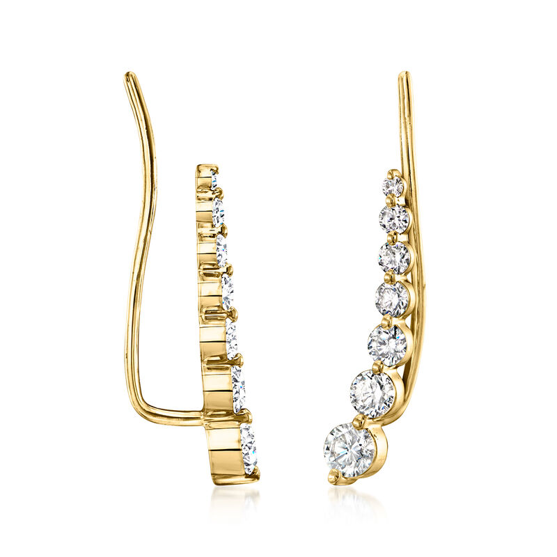 1.00 ct. t.w. Graduated Lab-Grown Diamond Ear Climbers in 14kt Yellow Gold  image number 2