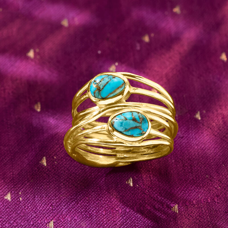 Turquoise Highway Ring in 18kt Gold Over Sterling image number 4