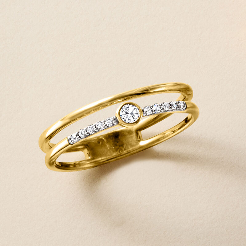 .10 ct. t.w. Diamond Two-Row Ring in 14kt Yellow Gold