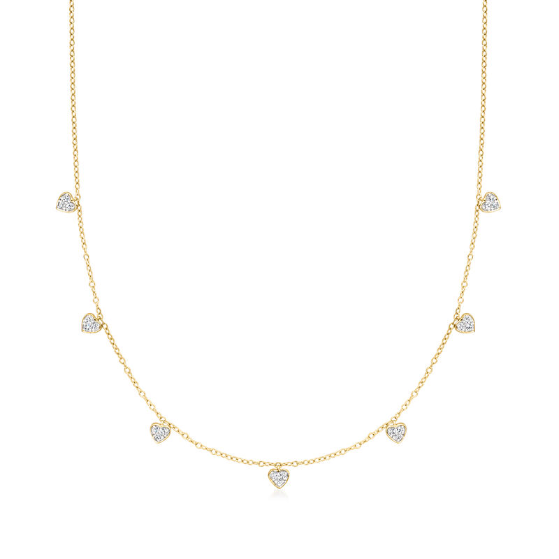 .30 ct. t.w. Diamond Heart Station Necklace in 18kt Gold Over Sterling image number 0