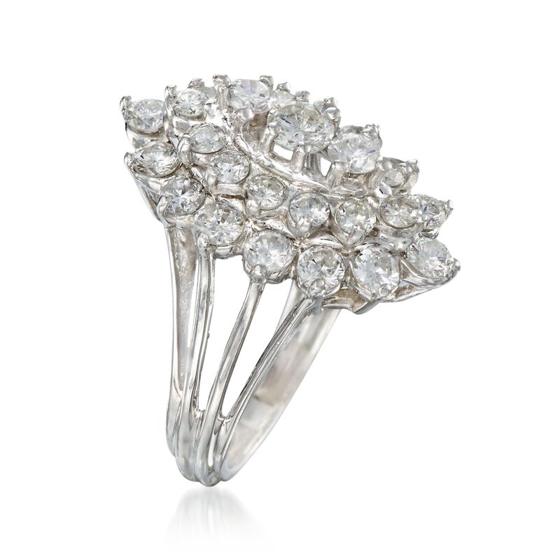 C. 1980 Vintage 2.65 ct. t.w. Diamond Cluster Ring in 14kt White Gold. Size 7 image number 2