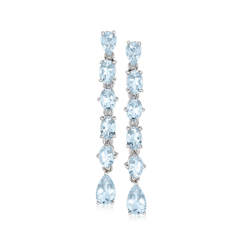 5.30 ct. t.w. Aquamarine Linear Drop Earrings in Sterling Silver image number 0