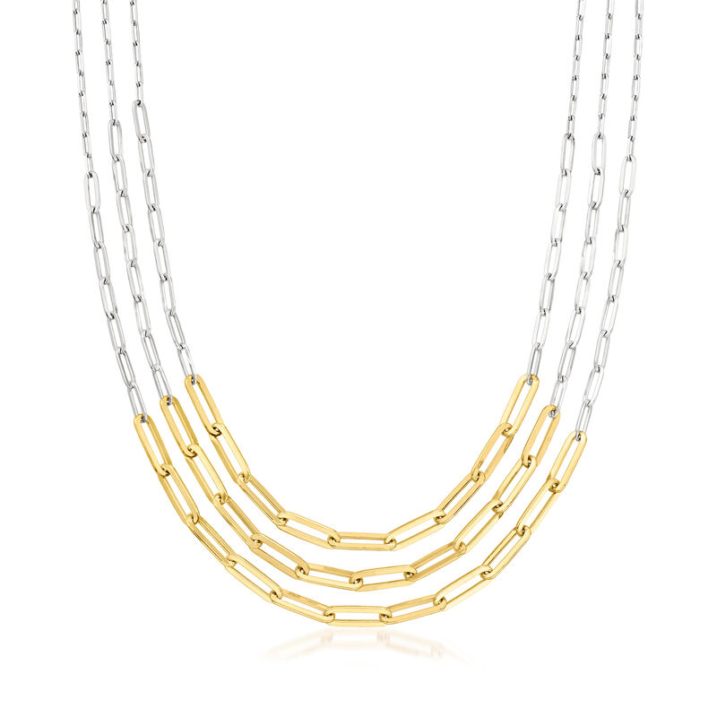 Charles Garnier Two-Tone Sterling Silver Paper Clip Link Layered Necklace image number 0