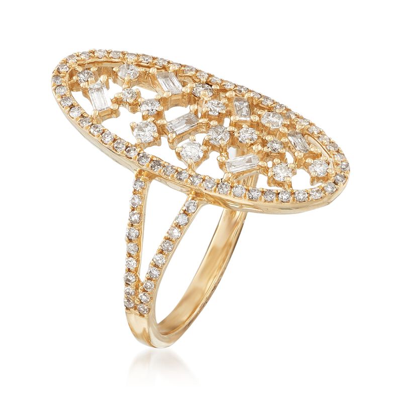 .69 ct. t.w. Diamond Open Oval Ring in 14kt Yellow Gold image number 2