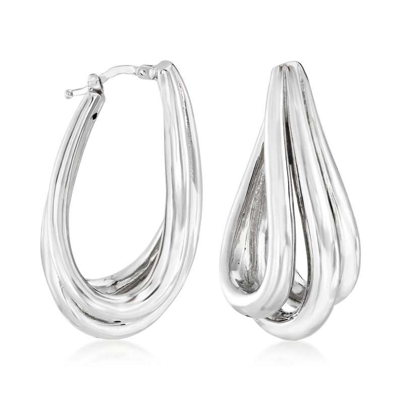 Italian Sterling Silver Twisted Hoop Earrings. 1 1/2&quot; image number 2