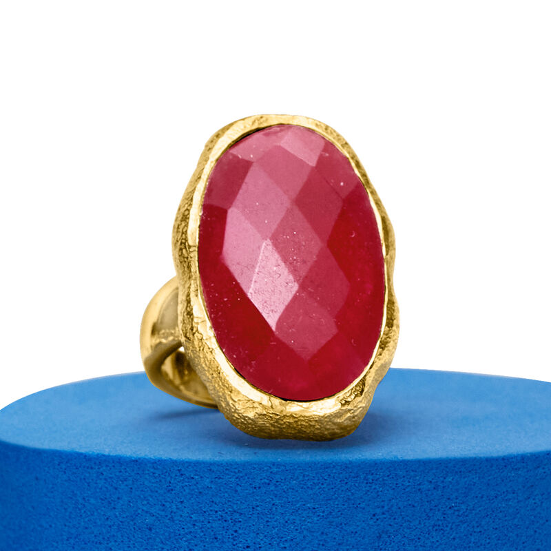 25.00 Carat Pink Quartz Ring in 18kt Gold Over Sterling image number 5