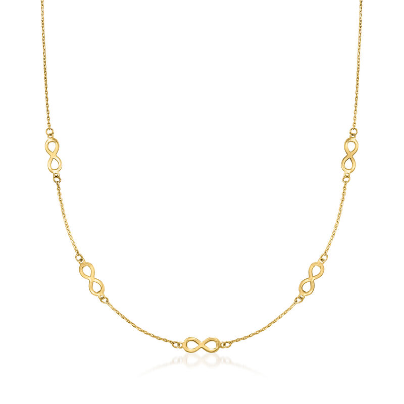 Italian 14kt Yellow Gold Infinity Station Link Necklace image number 0