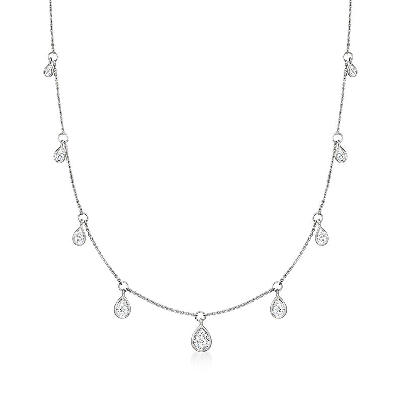 2.40 ct. t.w. Pear-Shaped CZ Station Necklace in Sterling Silver image number 0