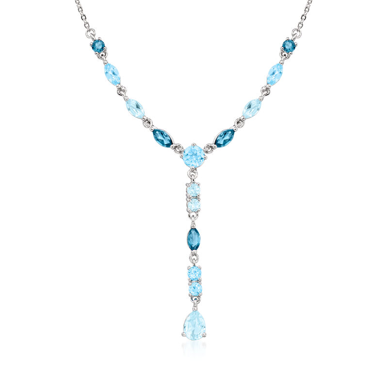 3.10 ct. t.w. Tonal Blue Topaz Y-Necklace in Sterling Silver. 16&quot; image number 1