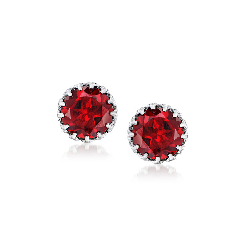 3.90 ct. t.w. Garnet Crown-Style Stud Earrings in Sterling Silver image number 0