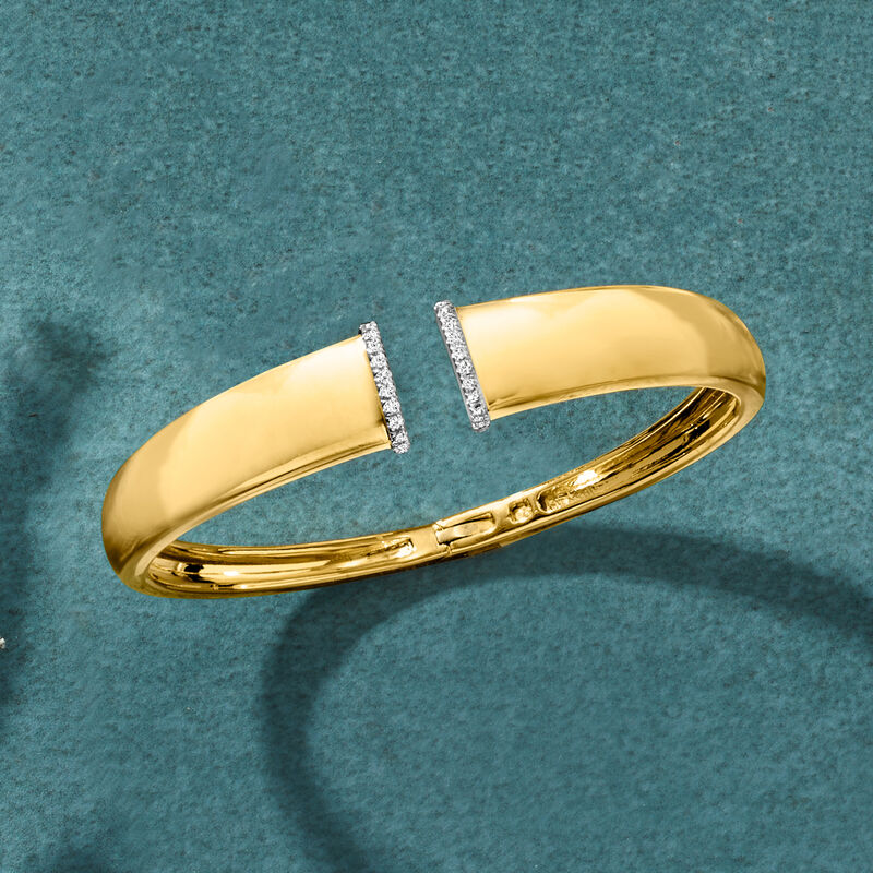 .25 ct. t.w. Diamond-Edge Cuff Bracelet in 18kt Gold Over Sterling image number 2