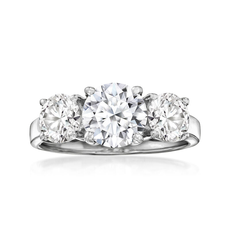 3.00 ct. t.w. Lab-Grown Diamond Three-Stone Ring in Platinum image number 0
