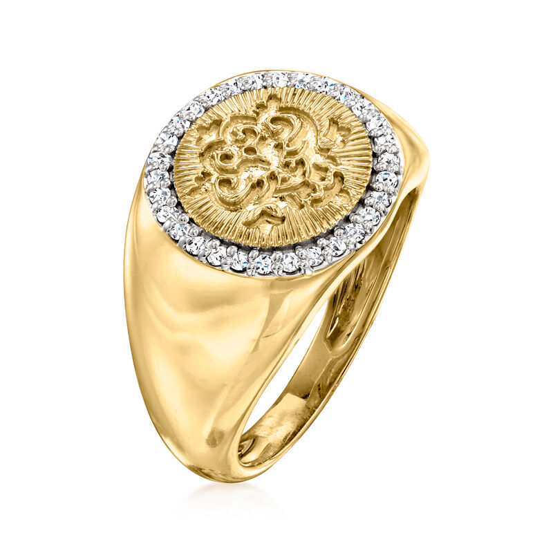 .25 ct. t.w. Diamond Signet Ring in 18kt Gold Over Sterling image number 2