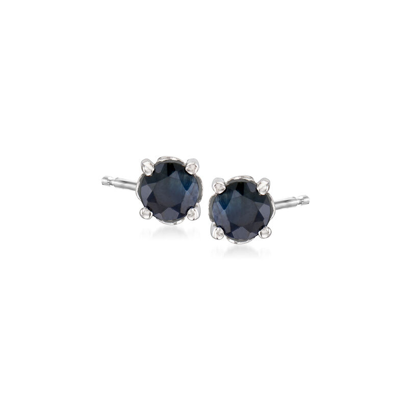 1.10 ct. t.w. Round Sapphire Stud Earrings in Sterling Silver image number 0