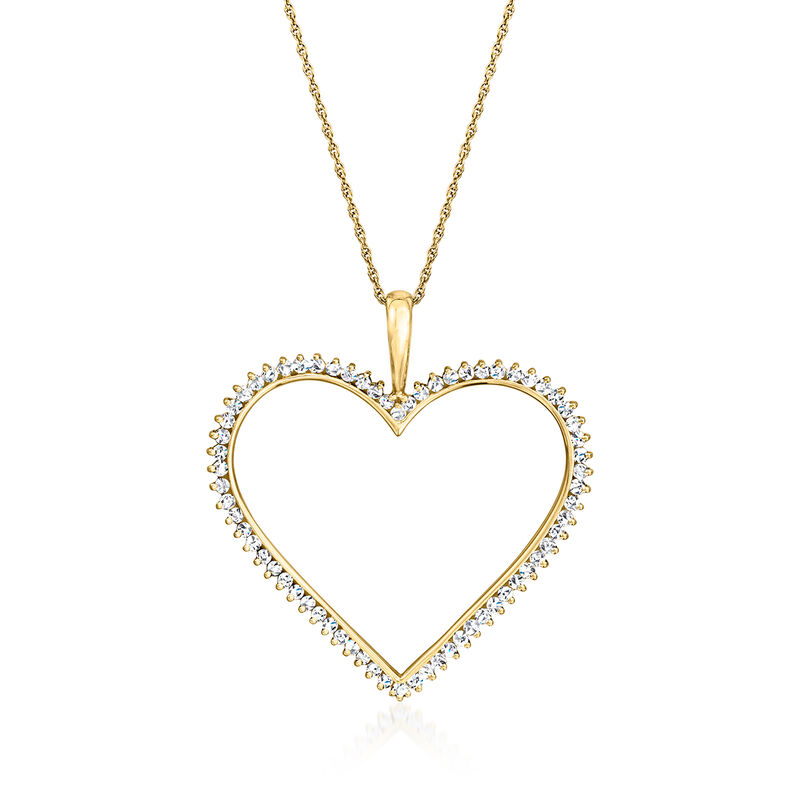 C. 1990 Vintage Jose Hess 2.00 ct. t.w. Diamond Heart Pendant Necklace in 14kt Yellow Gold. 20" image number 0