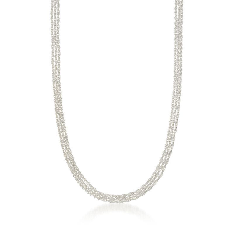 3mm Sterling Silver Three-Strand Rope Chain Necklace image number 0