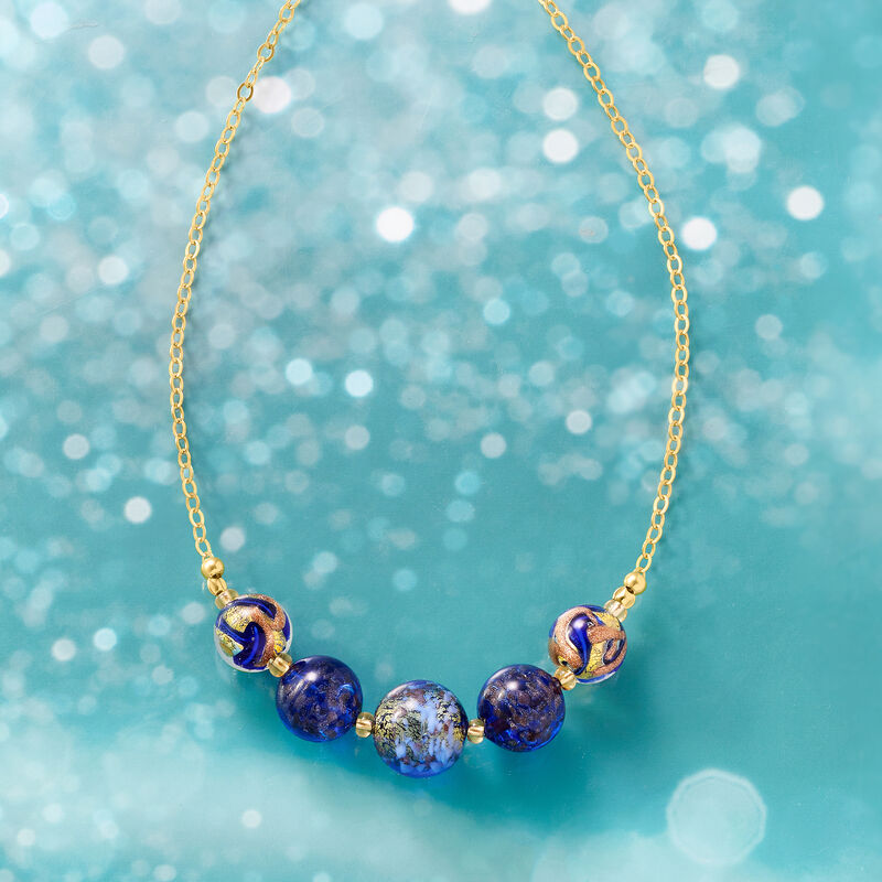 Italian Multicolored Murano Glass Bead Necklace in 18kt Yellow Gold Over Sterling. 18&quot; image number 3