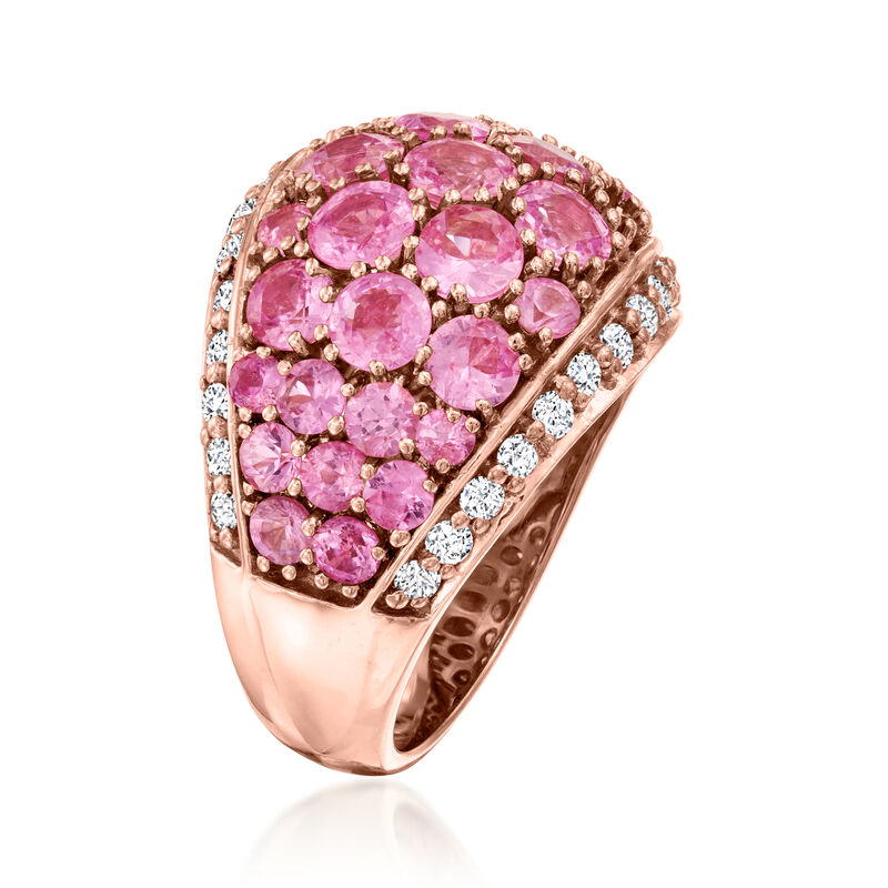 6.25 ct. t.w. Pink Sapphire Dome Ring with .60 ct. t.w. Diamonds in 14kt Rose Gold image number 2