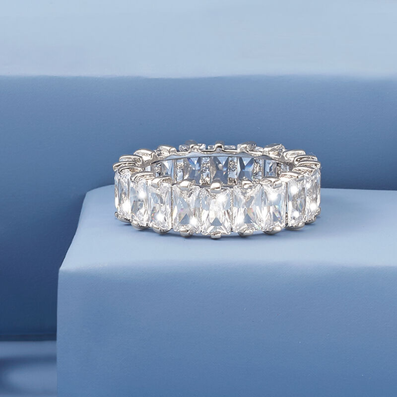 5.51 ct. t.w. Baguette CZ Eternity Band in Sterling Silver image number 3