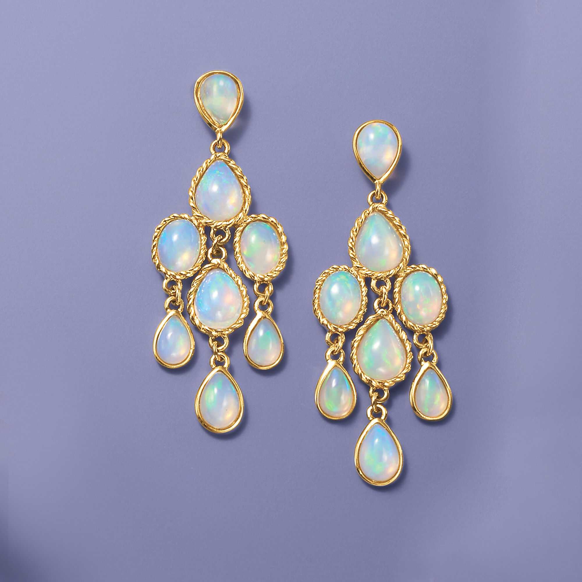Ethiopian Opal Chandelier Earrings in 14kt Yellow Gold