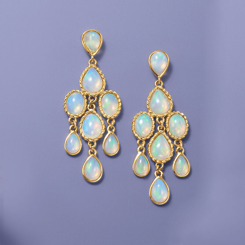 Ethiopian Opal Chandelier Earrings in 14kt Yellow Gold  image number 2