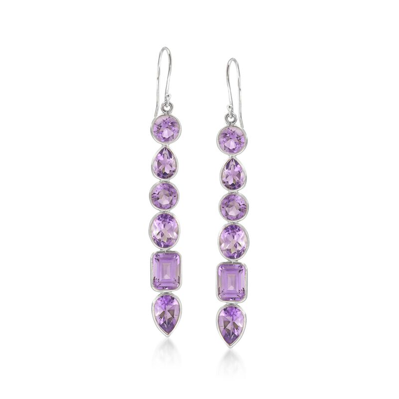 13.80 ct. t.w. Amethyst Drop Earrings in Sterling Silver  image number 0