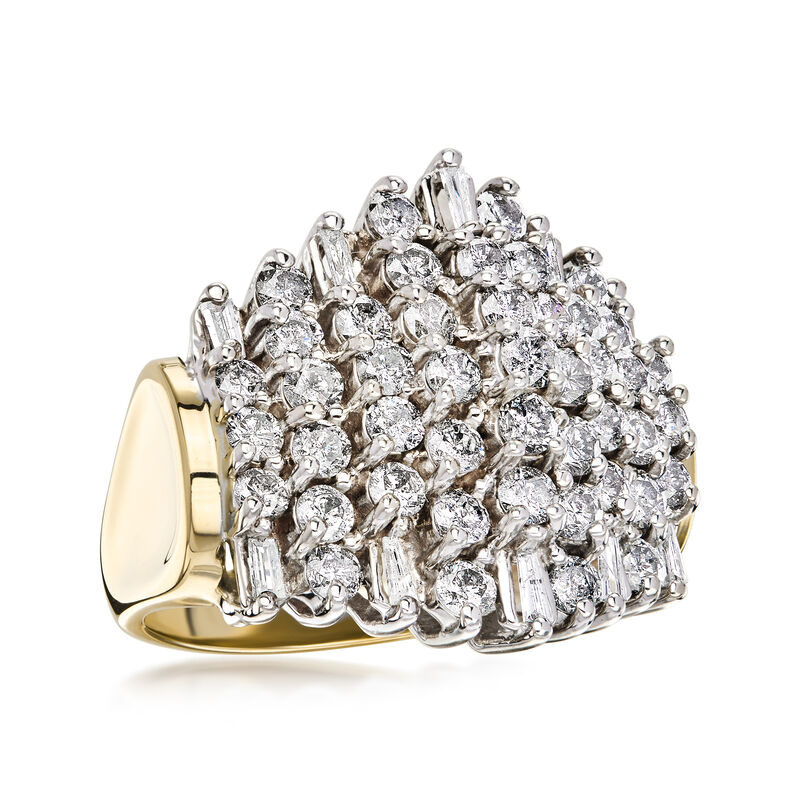 C. 1980 Vintage 2.75 ct. t.w. Diamond Cluster Ring in 10kt Yellow Gold. Size 7 image number 4