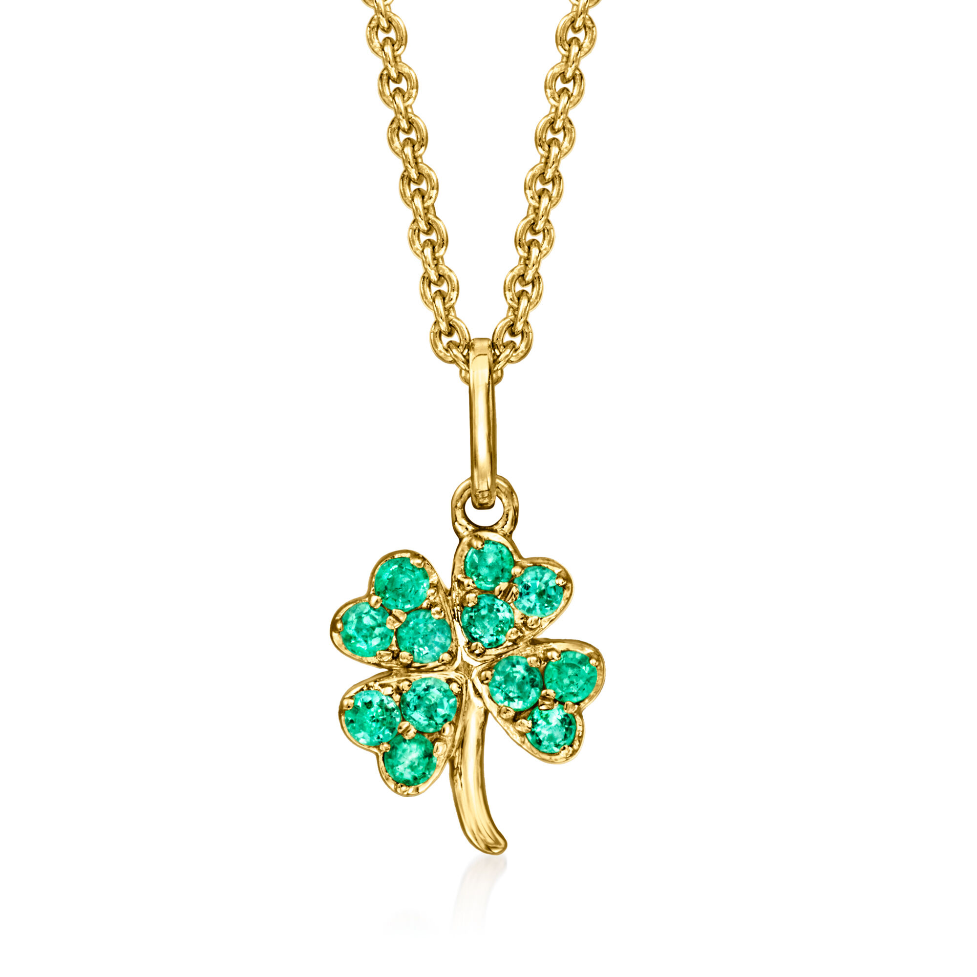 30 ct. t.w. Emerald Four Leaf Clover Pendant Necklace in 18kt Gold Over Sterling. 18