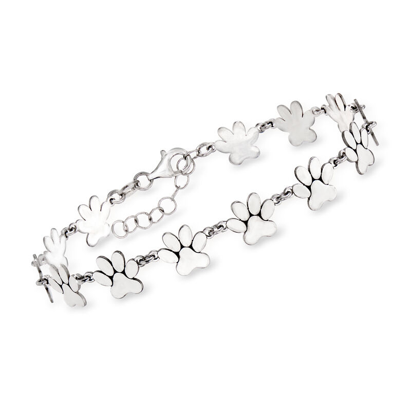 Italian Sterling Silver Paw Print Bracelet image number 0