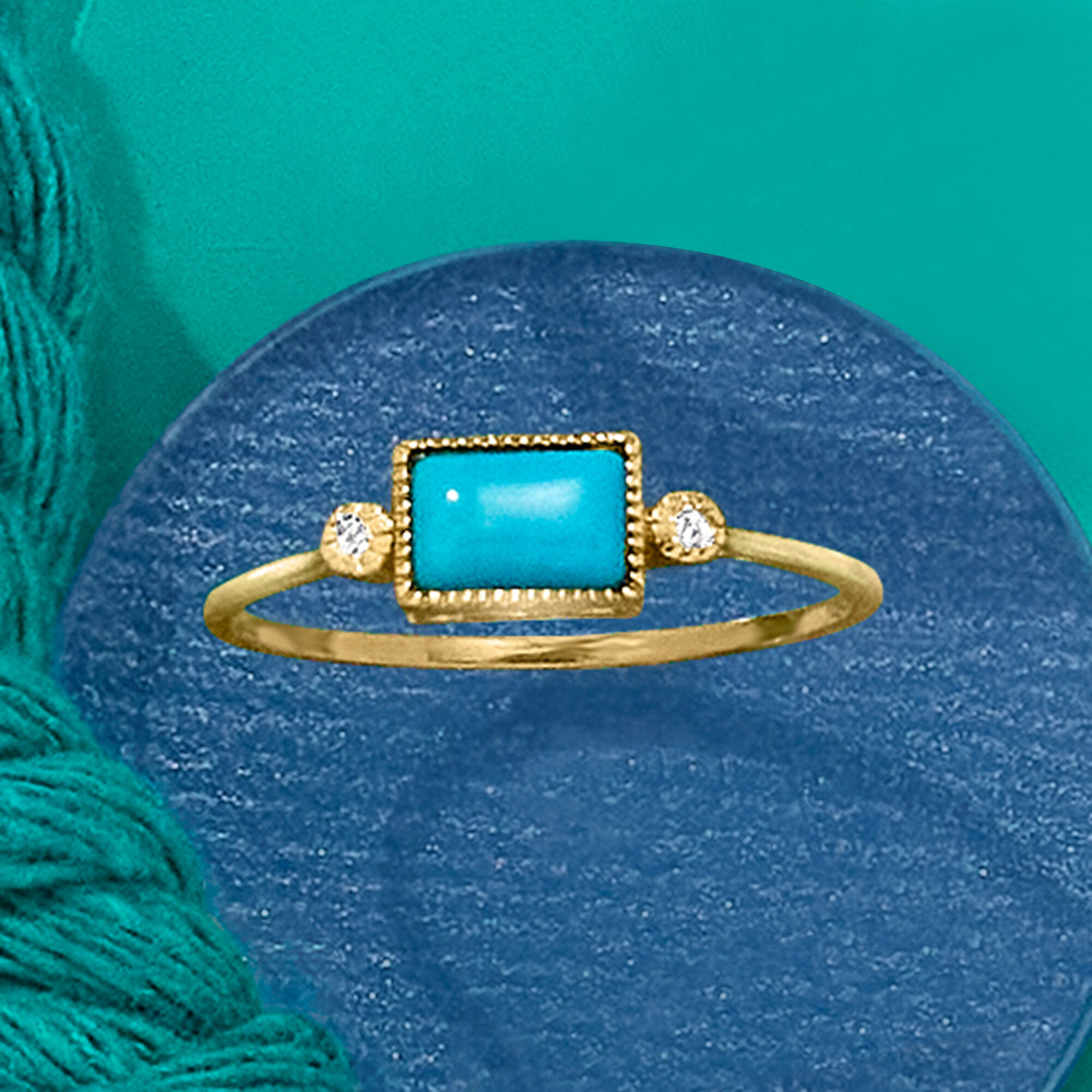 Yellow gold and turquoise rings deals