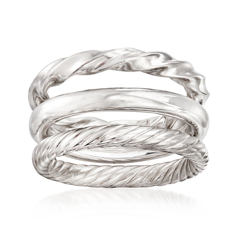 Sterling Silver Jewelry Set: Three Polished Rings image number 0