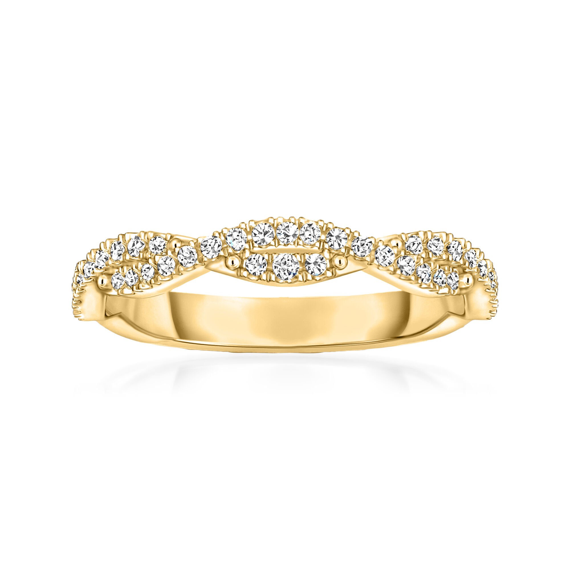 25 ct. t.w. Diamond Twist Stackable Ring in 14kt Yellow Gold. Size