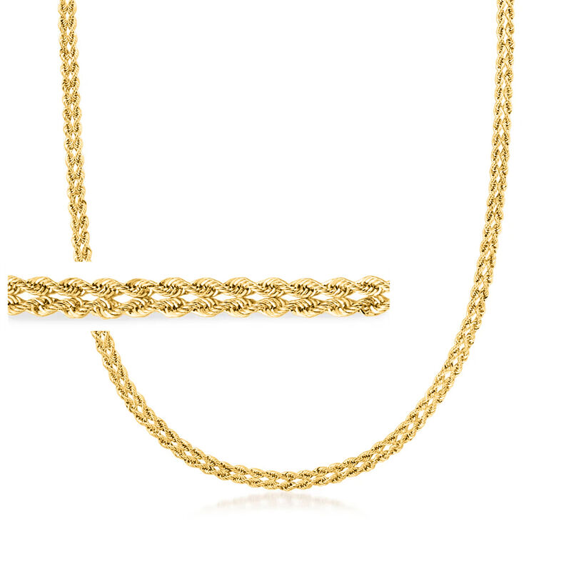 14kt Yellow Gold Rope-Chain Necklace. 24" image number 0